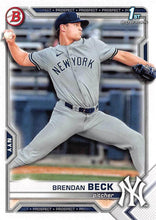 Load image into Gallery viewer, 2021 Bowman Draft Brendan Beck FBC 1st Bowman BD-118 New York Yankees
