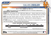 Load image into Gallery viewer, 2021 Bowman Draft Calvin Ziegler FBC 1st Bowman BD-123 New York Mets
