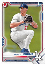 Load image into Gallery viewer, 2021 Bowman Draft Maddux Bruns FBC 1st Bowman BD-126 Los Angeles Dodgers
