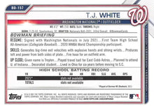 Load image into Gallery viewer, 2021 Bowman Draft T.J. White FBC 1st Bowman BD-157 Washington Nationals
