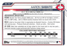 Load image into Gallery viewer, 2021 Bowman Draft Aaron Sabato BD-163 Minnesota Twins
