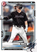 Load image into Gallery viewer, 2021 Bowman Draft Tanner Allen FBC 1st Bowman BD-165 Miami Marlins
