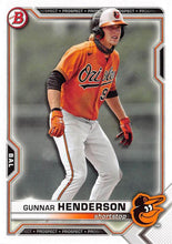 Load image into Gallery viewer, 2021 Bowman Draft Gunnar Henderson BD-175 Baltimore Orioles
