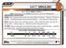 Load image into Gallery viewer, 2021 Bowman Draft Matt Mikulski FBC 1st Bowman BD-179 San Francisco Giants
