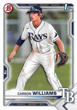 Load image into Gallery viewer, 2021 Bowman Draft Carson Williams FBC 1st Bowman BD-180 Tampa Bay Rays
