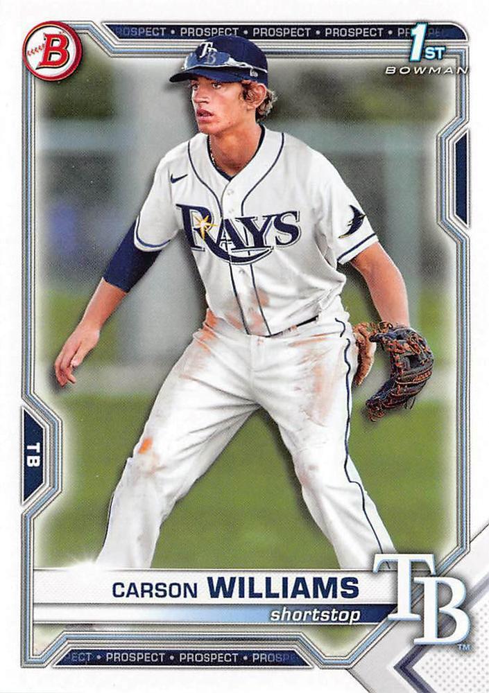 2021 Bowman Draft Carson Williams FBC 1st Bowman BD-180 Tampa Bay Rays