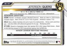 Load image into Gallery viewer, 2021 Bowman Draft Jeferson Quero BD-183 Milwaukee Brewers
