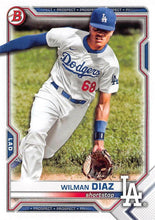 Load image into Gallery viewer, 2021 Bowman Draft Wilman Diaz BD-184 Los Angeles Dodgers
