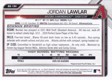 Load image into Gallery viewer, 2021 Bowman Draft Jordan Lawlar FBC 1st Bowman BD-194 Arizona Diamondbacks
