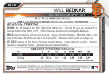 Load image into Gallery viewer, 2021 Bowman Draft Will Bednar FBC 1st Bowman BD-197 San Francisco Giants
