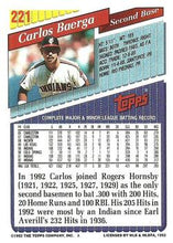 Load image into Gallery viewer, 1993 Topps Carlos Baerga # 221 Cleveland Indians
