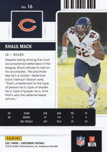 Load image into Gallery viewer, 2021 Panini Contenders Season Ticket Khalil Mack  #16 Chicago Bears
