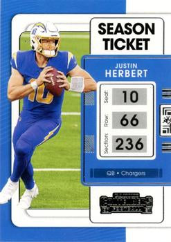 2021 Panini Contenders Season Ticket Justin Herbert  #51 Los Angeles Chargers