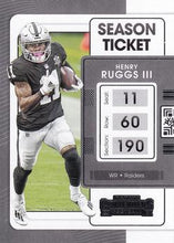 Load image into Gallery viewer, 2021 Panini Contenders Season Ticket Henry Ruggs III  #58 Las Vegas Raiders
