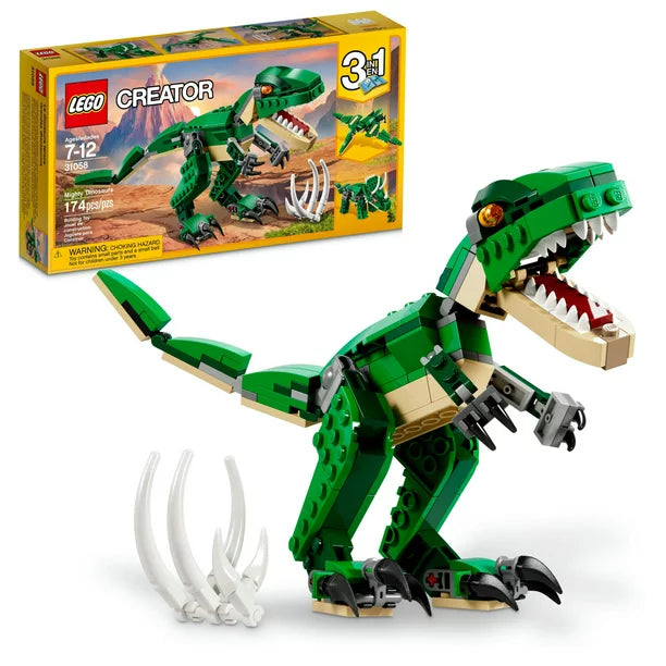 LEGO Creator Mighty Dinosaurs inosaur Set, Pterodactyl, Triceratops, T Rex Toy 31058
