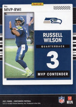 Load image into Gallery viewer, 2021 Panini Contenders MVP Contenders Russell Wilson  MVP-RWI Seattle Seahawks
