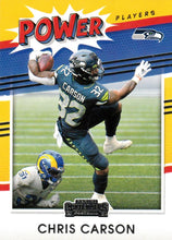 Load image into Gallery viewer, 2021 Panini Contenders Power Players Chris Carson  PP-CCA Seattle Seahawks
