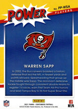 Load image into Gallery viewer, 2021 Panini Contenders Power Players Warren Sapp  PP-WSA Tampa Bay Buccaneers
