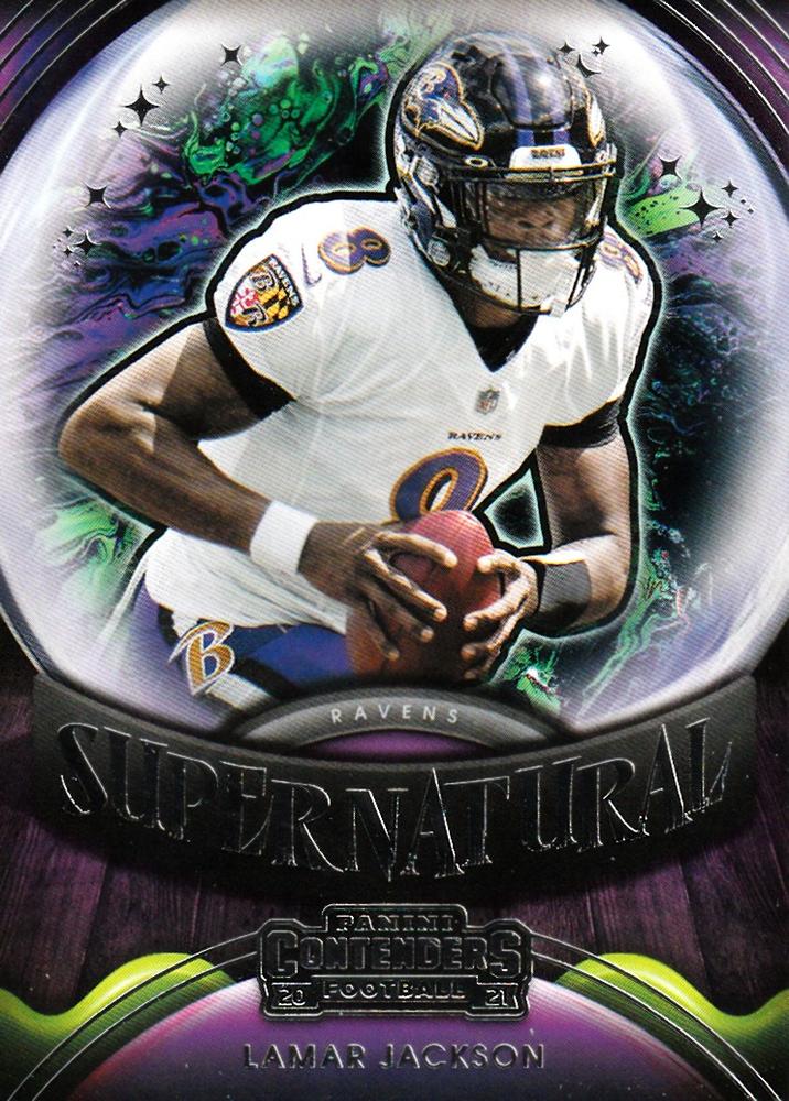 2021 Panini Contenders Supernatural Lamar Jackson   SN-LJA Baltimore Ravens