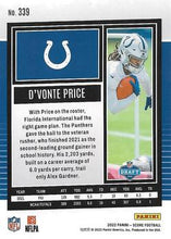 Load image into Gallery viewer, 2022 Panini Score Rookies D&#39;Vonte Price RC #339 Indianapolis Colts
