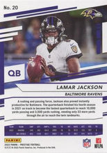 Load image into Gallery viewer, 2022 Panini Prestige Base Lamar Jackson #20 Baltimore Ravens
