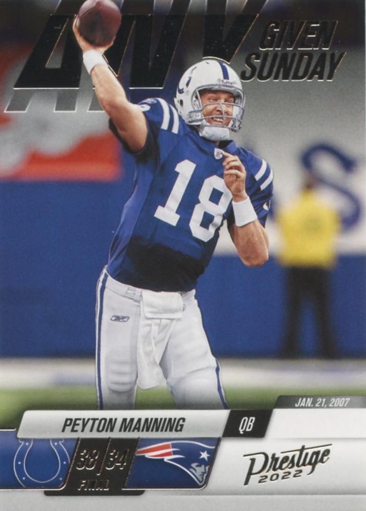 2022 Panini Prestige Any Given Sunday Peyton Manning # 10 Indianapolis Colts