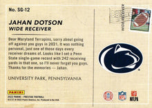 Load image into Gallery viewer, 2022 Panini Prestige Seasons Greetings Jahan Dotson SG-12 Penn State Nittany Lions
