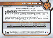 Load image into Gallery viewer, 2022 Bowman Draft William Kempner FBC 1st Bowman BD-3 San Francisco Giants
