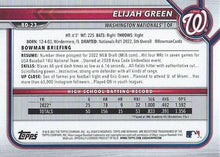 Load image into Gallery viewer, 2022 Bowman Draft Elijah Green FBC 1st Bowman BD-23 Washington Nationals
