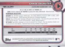 Load image into Gallery viewer, 2022 Bowman Draft Chase DeLauter FBC 1st Bowman BD-49 Cleveland Guardians
