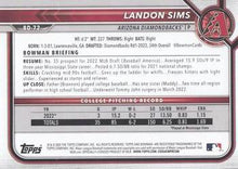 Load image into Gallery viewer, 2022 Bowman Draft Landon Sims FBC 1st Bowman BD-72 Arizona Diamondbacks
