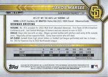 Load image into Gallery viewer, 2022 Bowman Draft Jakob Marsee FBC 1st Bowman BD-73 San Diego Padres
