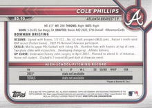 Load image into Gallery viewer, 2022 Bowman Draft Cole Phillips FBC 1st Bowman BD-90 Atlanta Braves
