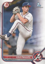 Load image into Gallery viewer, 2022 Bowman Draft Cole Phillips FBC 1st Bowman BD-90 Atlanta Braves
