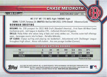 Load image into Gallery viewer, 2022 Bowman Draft Chase Meidroth FBC 1st Bowman BD-92 Boston Red Sox
