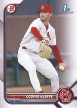 Load image into Gallery viewer, 2022 Bowman Draft Cooper Hjerpe FBC 1st Bowman BD-95 St. Louis Cardinals
