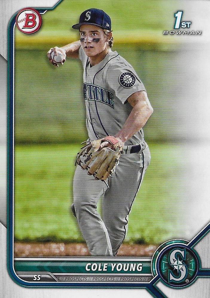 2022 Bowman Draft Cole Young FBC 1st Bowman BD-112 Seattle Mariners