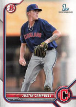 Load image into Gallery viewer, 2022 Bowman Draft Justin Campbell FBC 1st Bowman BD-113 Cleveland Guardians
