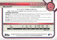 Load image into Gallery viewer, 2022 Bowman Draft Pete Hansen FBC 1st Bowman BD-128 St. Louis Cardinals
