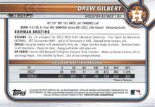 Load image into Gallery viewer, 2022 Bowman Draft Drew Gilbert BD-152 Houston Astros
