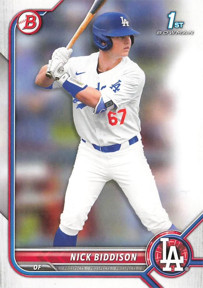 2022 Bowman Draft Nick Biddison FBC 1st Bowman BD-165 Los Angeles Dodgers