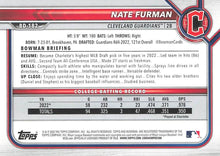 Load image into Gallery viewer, 2022 Bowman Draft Nate Furman FBC 1st Bowman BD-182 Cleveland Guardians
