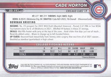 Load image into Gallery viewer, 2022 Bowman Draft Cade Horton FBC 1st Bowman BD-193 Chicago Cubs
