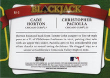 Load image into Gallery viewer, 2022 Bowman Draft Blackjack Christopher Paciolla / Cade Horton BJ-3 Chicago Cubs

