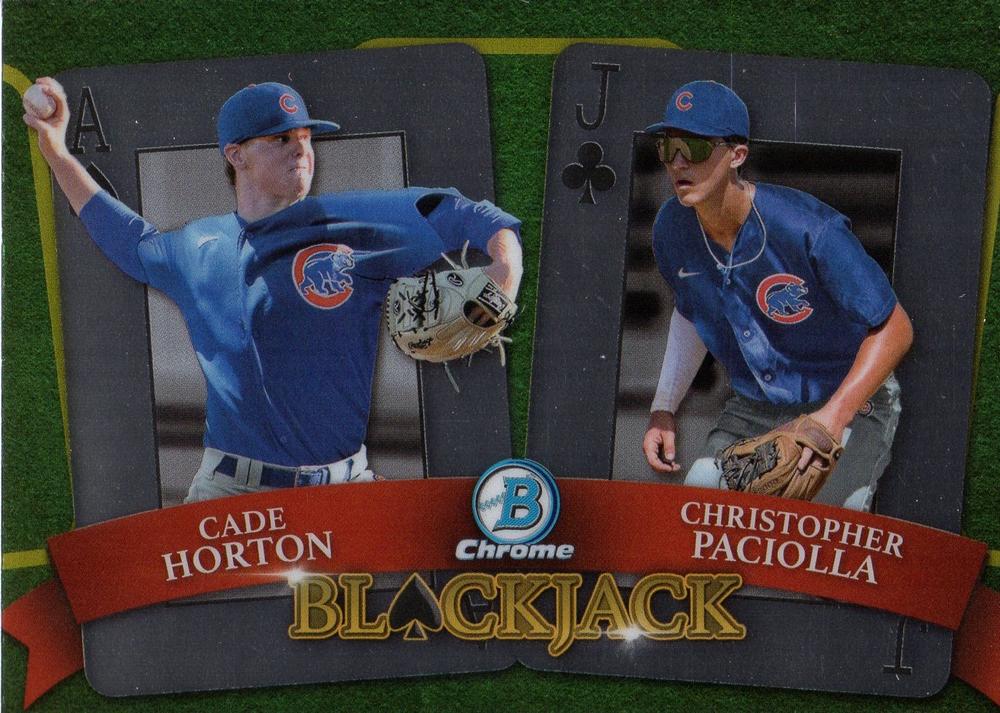 2022 Bowman Draft Blackjack Christopher Paciolla / Cade Horton BJ-3 Chicago Cubs