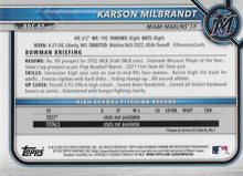 Load image into Gallery viewer, 2022 Bowman Chrome Refractor Karson Milbrandt BDC-87 Miami Marlins
