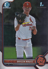 Load image into Gallery viewer, 2022 Bowman Chrome Refractor Brycen Mautz BDC-124 St. Louis Cardinals
