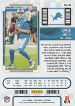 Load image into Gallery viewer, 2022 Panini Contenders Season Ticket Jared Goff # 34 Detroit Lions
