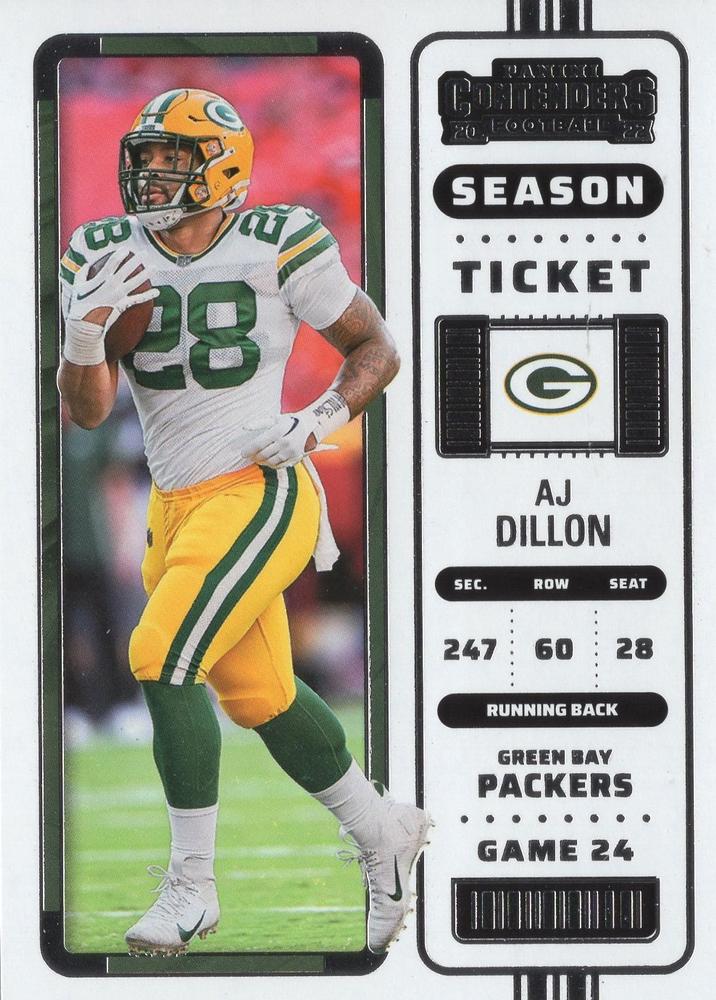 2022 Panini Contenders Season Ticket AJ Dillon # 42 Green Bay Packers