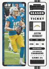Load image into Gallery viewer, 2022 Panini Contenders Season Ticket Justin Herbert # 72 Los Angeles Chargers
